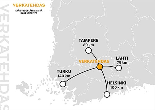 Etäisyyskartta opaste Verkatehdas